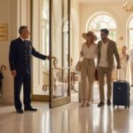 Doorman welcomes guests at luxury hotel