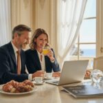 Couple reviewing luxury market cycle charts