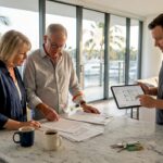 Family reviewing luxury fractional real estate documents