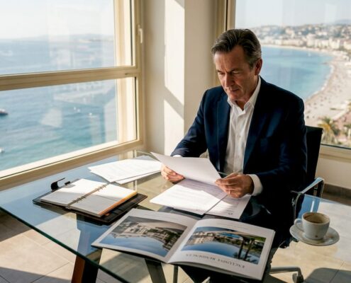 Private banker reviews luxury property documents