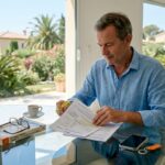 Investor reviews property tax paperwork in Riviera villa