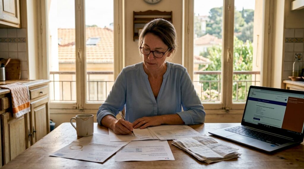Investor reviewing French property tax documents