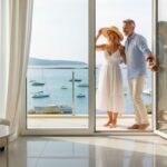 Couple enjoying Côte d’Azur penthouse sea view