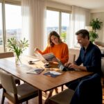 Couple reviewing luxury property documents