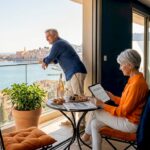 Retired couple reviews new apartment view