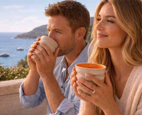 Tino Aiello coffee mugs for Living on the Cote d;'Azur