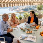 Agent meeting clients in luxury apartment
