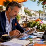 Investor reviewing super-prime real estate brochure