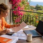 Investor reviewing property investment risks at home