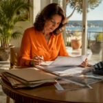Estate curator reviewing luxury estate documents