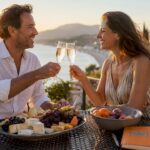 Couple enjoying drinks on Riviera terrace