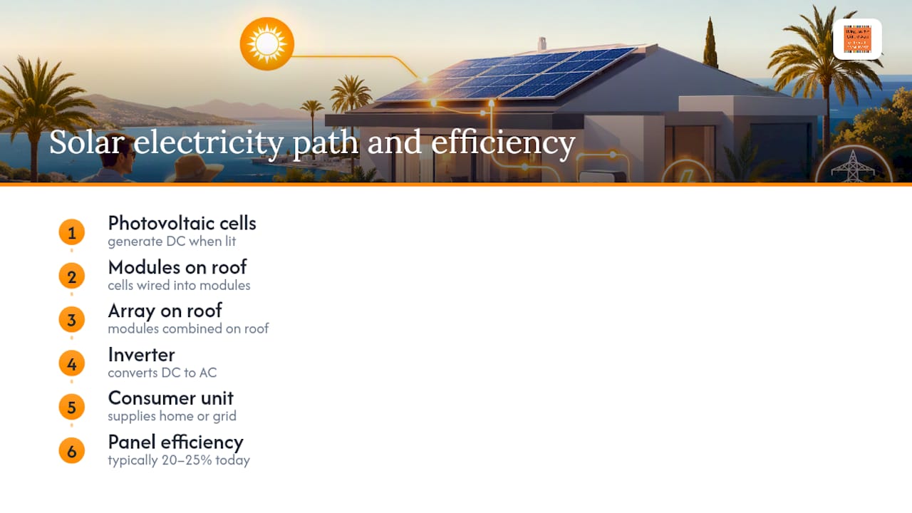 Solar panels to home electricity flow diagram